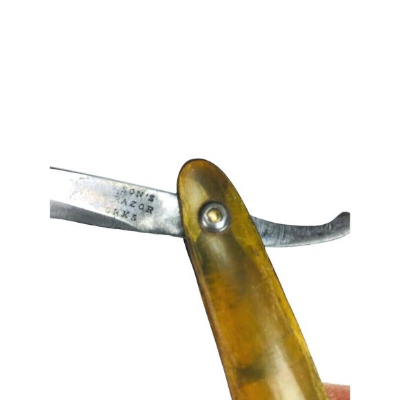 1920s Germany Jackson B.S. Co Chicago Ill Happy Straight Razor Celluloid Handle - Picture 9 of 9